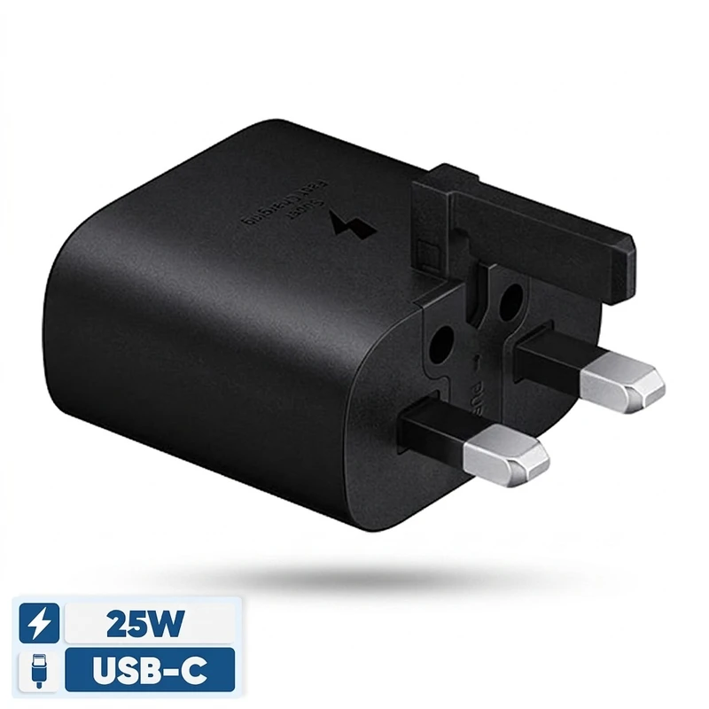 شارژر دیواری 25 وات سامسونگ مدل EP-TA800NBEGGB، اتصال سه پین